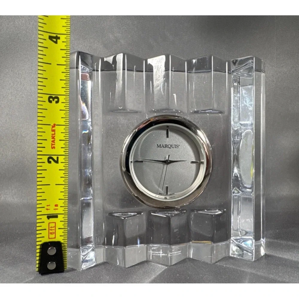 Marquis by Waterford Square‎ Crystal Desk Clock Japan Movement